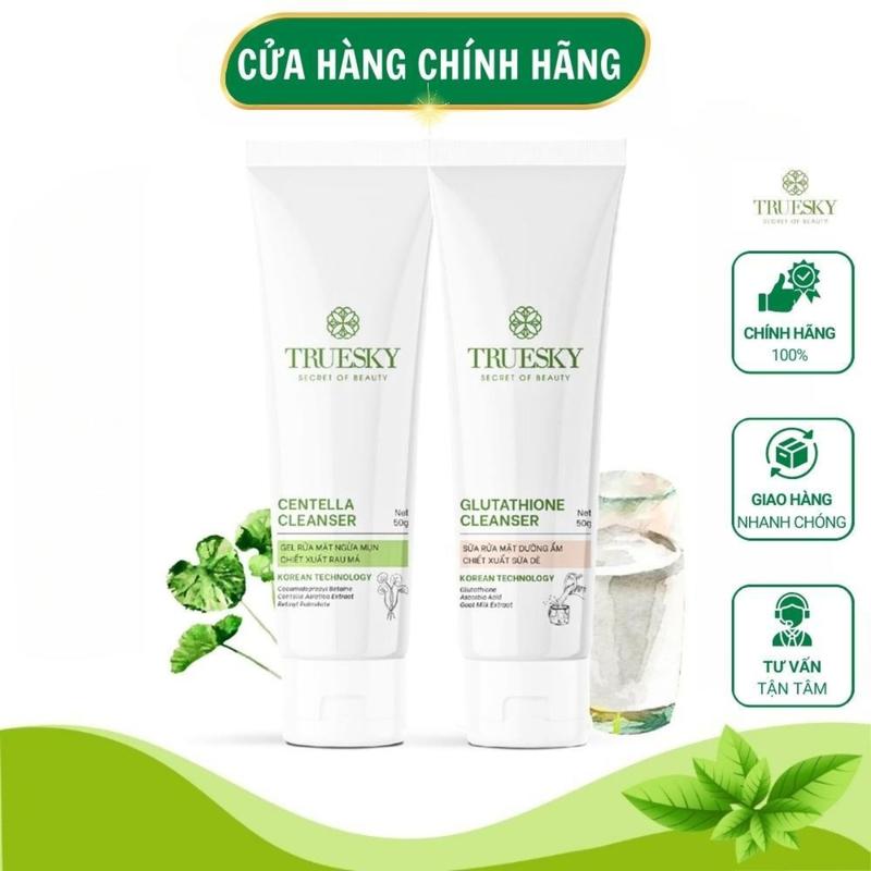 Sữa Rửa Mặt Truesky Vietnam Sữa Dê Rau Má 50gr Gel Rửa Mặt Dịu Nhẹ Giảm Mụn Dưỡng Ẩm Hỗ Trợ Làm Trắng Da Khô Dầu Mụn Nhạy Cảm Skincare