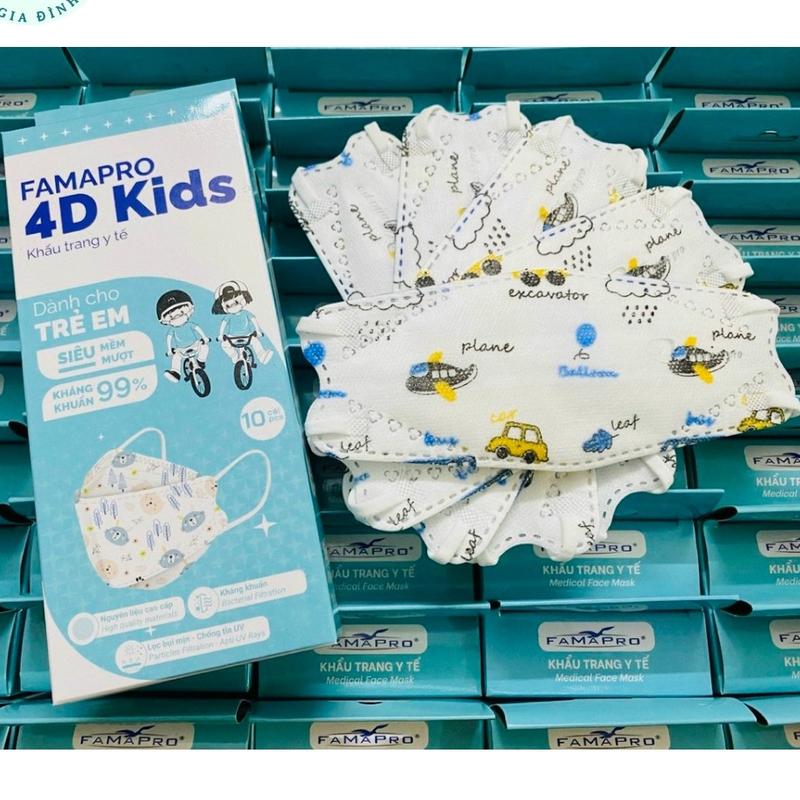100 cái Khẩu trang 4D (KF94) Kids Famapro, 5 hộp  Khẩu trang 4D cho bé Famapro