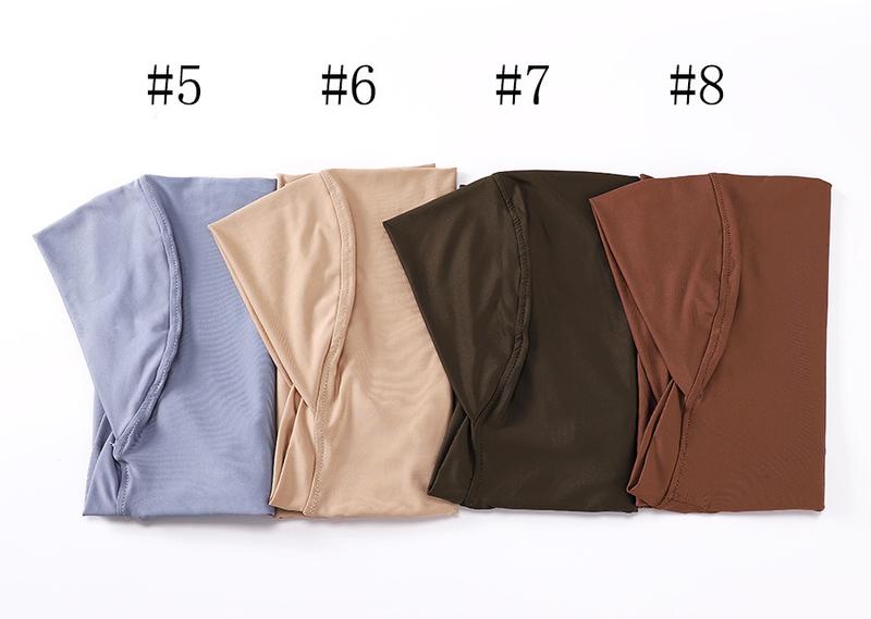 Product Introduction of Bottoming Hood Solid Color Gold Silk Lace Wrapped Chin Convenient Headscarf 14