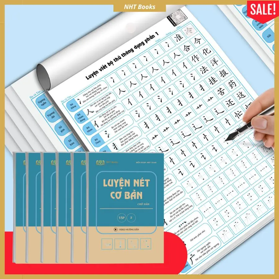 Combo 6 Sách Luyện Viết Chữ Hán, Luyện Viết Các Nét Căn Bản và Luyện Viết Các Bộ Thủ trong Tiếng Trung