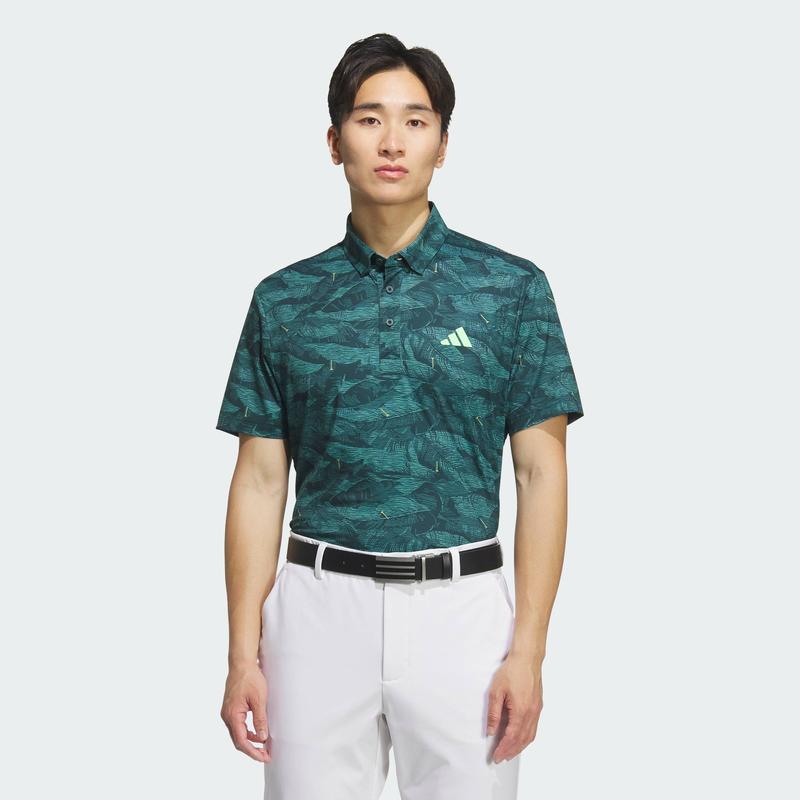 adidas Đánh gôn Áo Polo Tay Ngắn In Hình Toàn Bộ Nam màu xanh lá JL7942