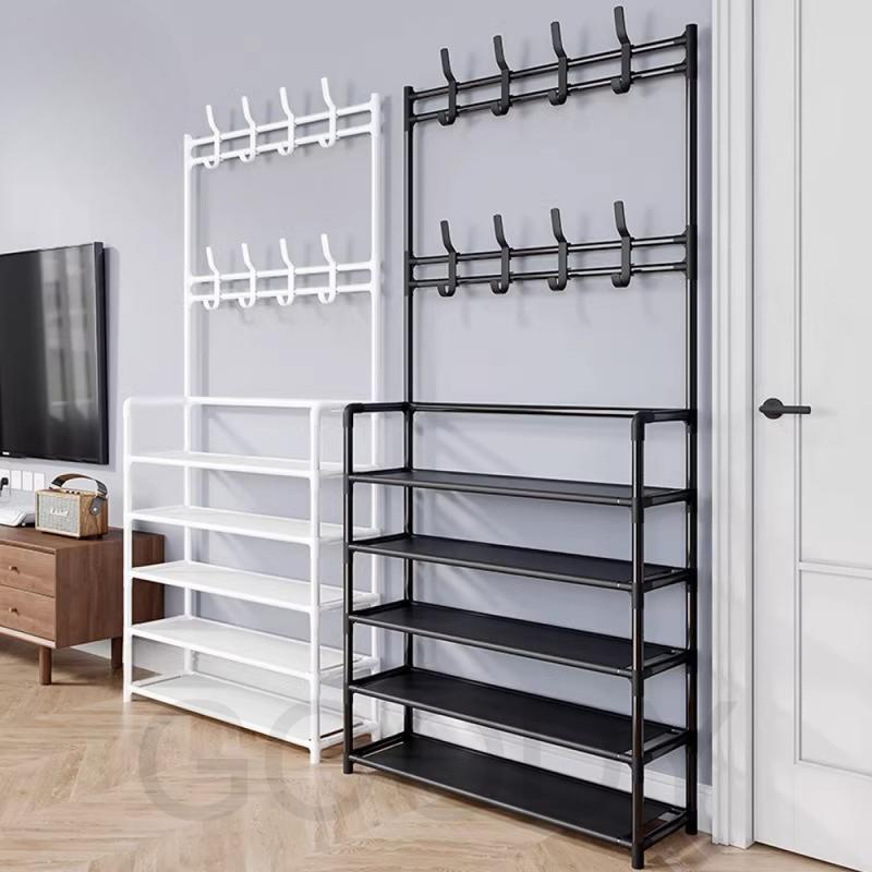 4/5 Layers Shoe Rack with Hanger Rack Heavy Duty Multifunction - TikTok ...