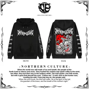 Hoodie Jaket Netral Northern Culture Sablon Distro Dtf Full Punggung Desain Terbaru Kalcer Metal Model Jumper Fleece 240gsm Hitam Putih Biru Pria Wanita DEATH EMPIRE FE5