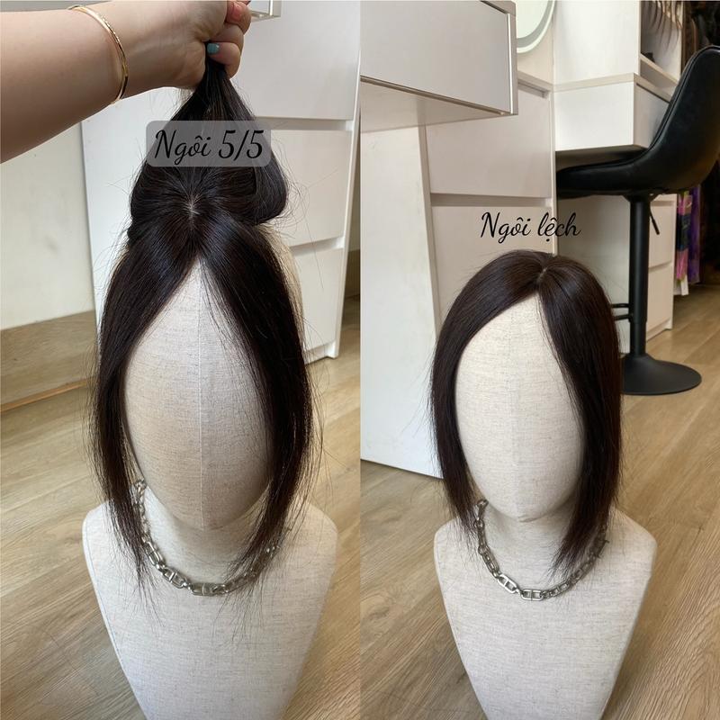 MÁI PHŨ HÓI MINI - CHE BẠC - THƯA CHÂN TÓC -  mái được làm bằng tóc thật nên sử dụng được rất bền và tự nhiên - bến trong có 2 kẹp rất chắc chắn