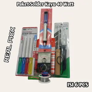 PAKET SOLDER LISTRIK KAYU 40 WATT  -MULTITESTER ANALOG  -SEDOTAN  -TIMAH  -PASTA  -OBENG WARNA 4 PCS
