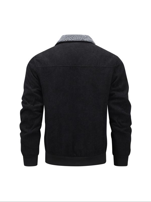 Men's Solid Pocket Zip Up Sports Coat, Regular Fit Casual Long Sleeve Thermal Lined Outerwear for Fall & Winter, Men's Clothes for Daily Wear, Winter Jackets 7