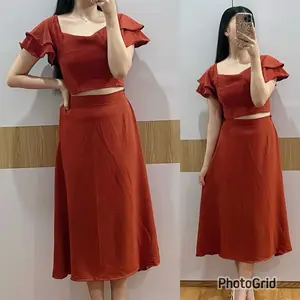 STELAN ROK ANGEL set crop top + rok angel Setelan Wanita Casual
