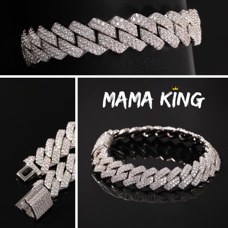 BẢN ĐẸP CZ VÒNG TAY CUBAN ĐÍNH ĐÁ NHÂN TẠO CZ 3A+ MAMA KING