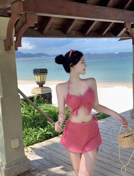 Product Introduction of đồ bơi , bikini đi biển 3 chi tiết hồng sen dễ thương 34