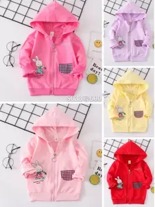 jacket hoodie sleting import anak bayi perempuan usia 0-3 thn motif random terbaru Lengan