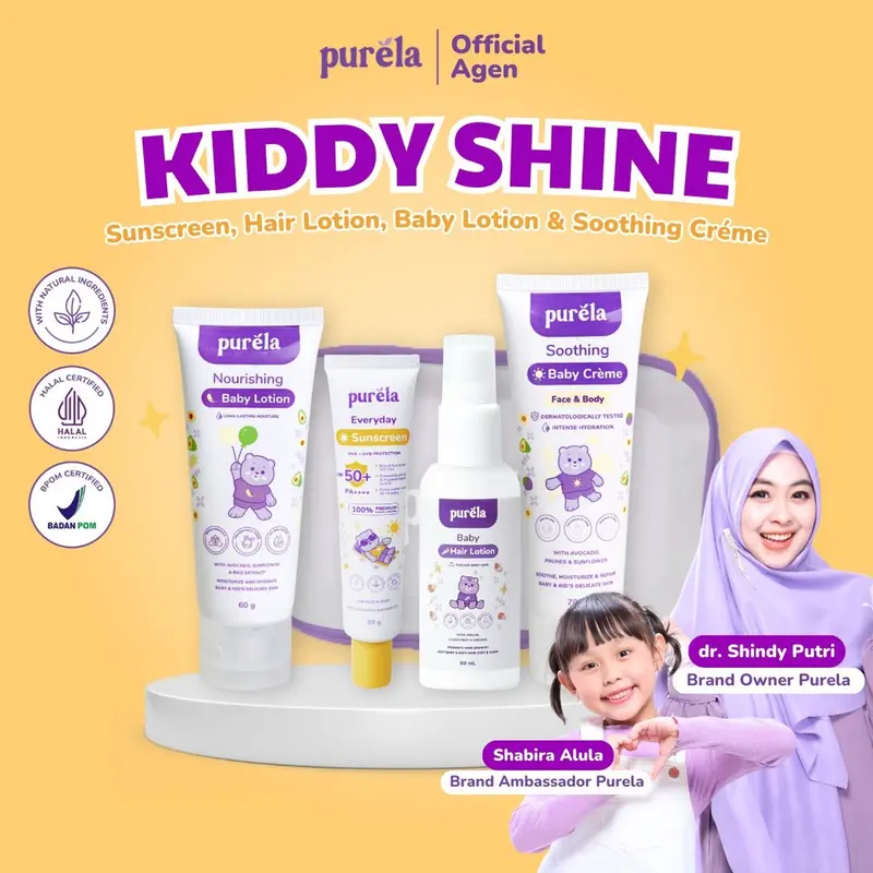 PURELA KIDDY SHINE Sunscreen 30 gr, Soothing70 gr, Hair Lotion 60 ml, Lotion 60 gr 0