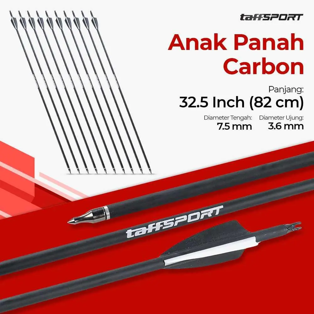 [Bisa COD] TaffSPORT Anak Panah Carbon Sport Equipment Spine 500 32.5 Inch 12 PCS - CE31