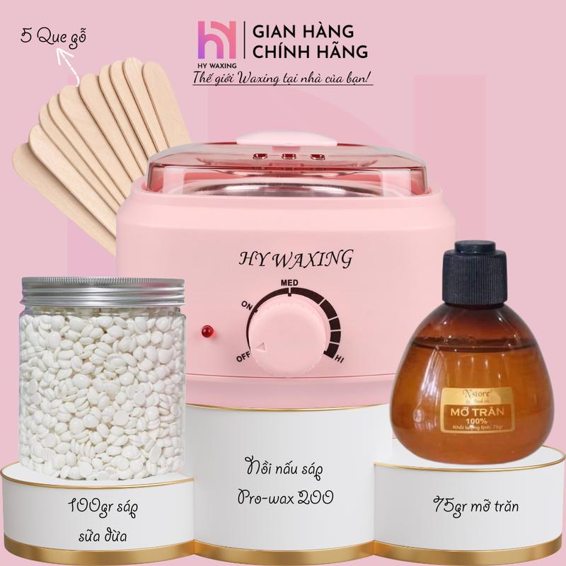  Combo Nồi Nấu Sáp Wax Lông Prowax200 Và 90ml Mỡ Trăn Nguyên Chất Tặng Kèm 100gr Sáp Premium 
