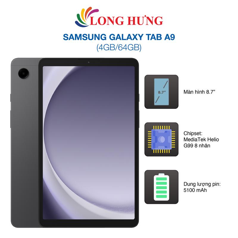  Máy tính bảng Samsung Galaxy Tab A9 Wifi LTE  4GB 64GB  - Hàng chính hãng 