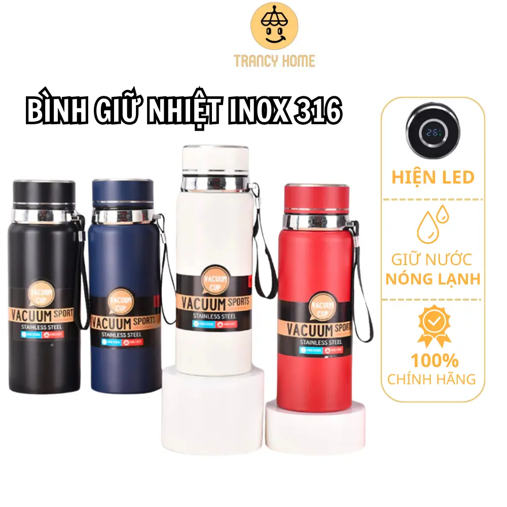 Bình Giữ Nhiệt, Cốc giữ nhiệt 1000ml Cao Cấp, Phong Cách Hiện Đại Không Rò Rỉ Không LED bình nước giữ nhiệt  hiện nhiệt độ bình  giữ