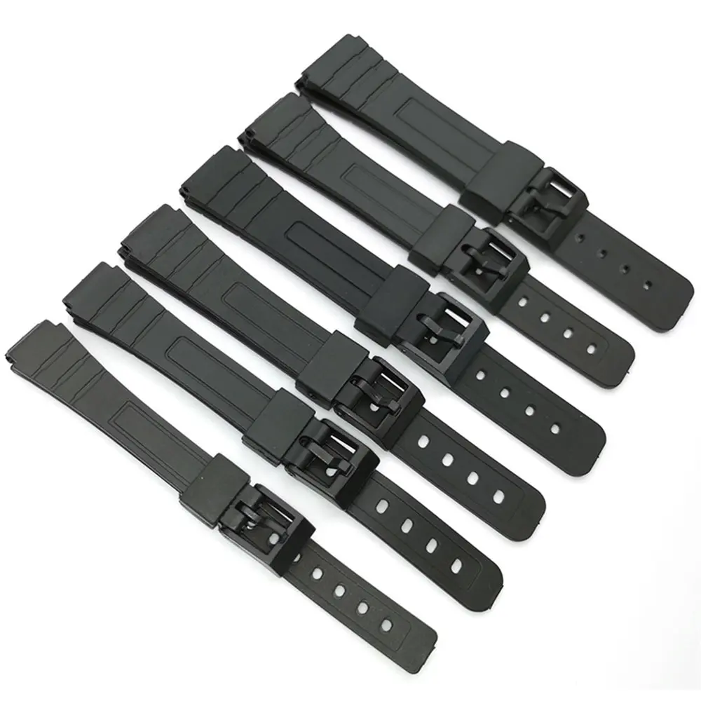 12mm 14mm 16mm 18mm 20mm 22mm Universal Resin Plastic Watch Str Men Women Black Sports Waterproof Wrist Band Bracelet Accessories