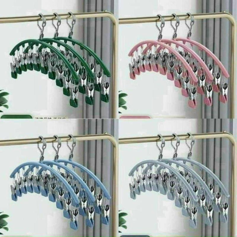 Kẹp phơi đồ 10 móc trống trượt, 10 kẹp sắt