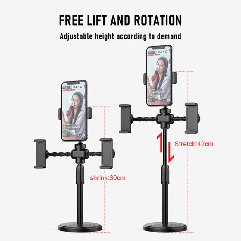 Phone Holder Ring light 40Cm 50Cm +Tripod +2 Holder HP Ring light Tripod Mini Stand HP Live stream Selfie Make Up Vlog 3