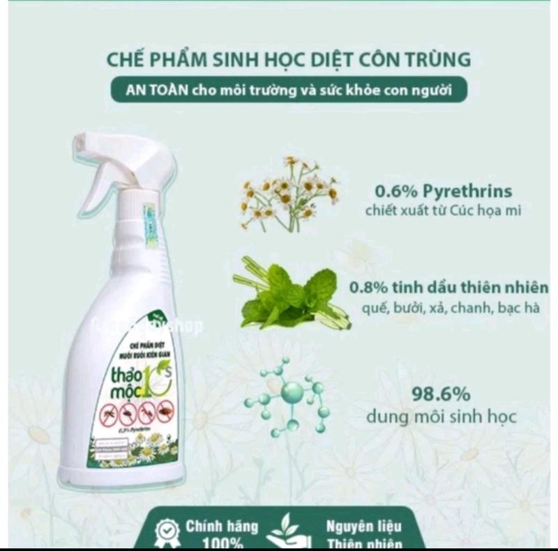 Bình Xịt Diệt Muỗi, Kiến, diệt Gián, Ruồi Mối ThảoMộc10s 100% Sinh Học Chai 500ml An Toàn Cho Trẻ Em đuổi côn trùng 1