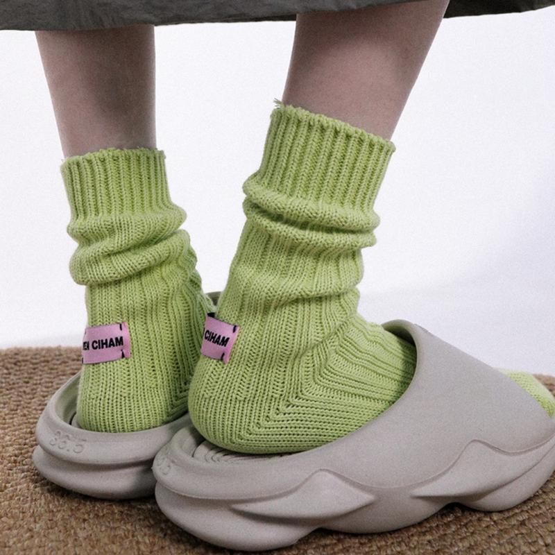 Tất nữ cổ cao len tăm giữ ấm - Vớ unisex chất giữ nhiệt, màu sắc pastel cute VALICA T552 Xmas & Tết 2025 Cotton Voi tất 6
