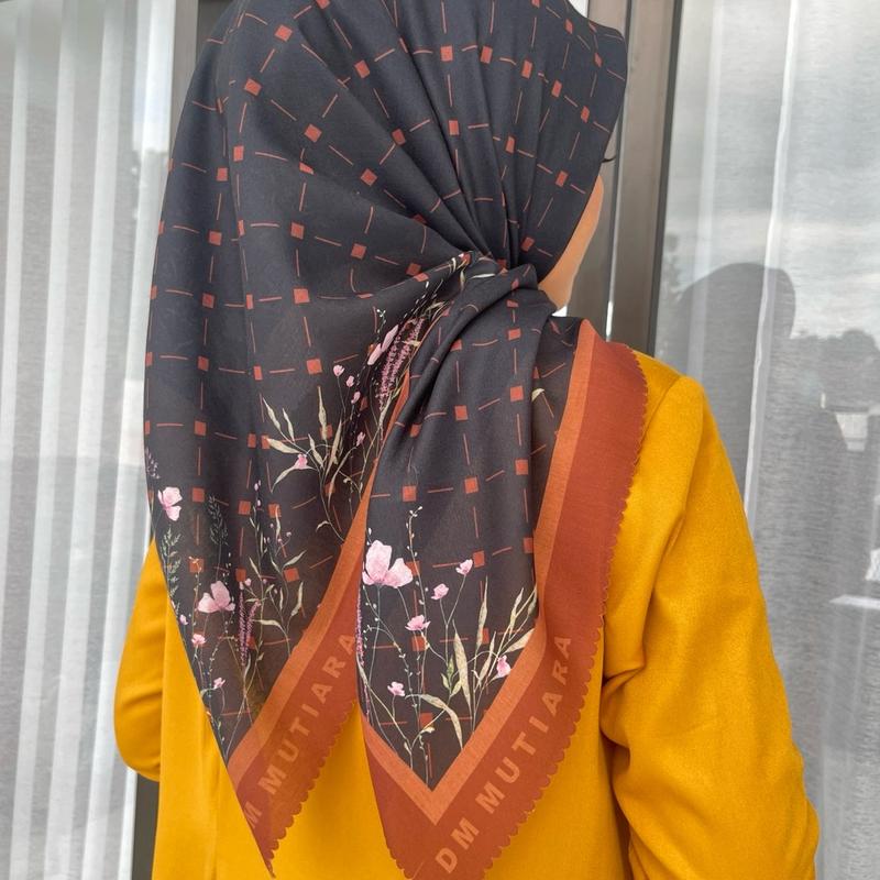 HIJAB jilbab kerudung wanita SEGI EMPAT MOTIF DM MUTIARA VOAL PREMIUM Lembut Muslim Square 6