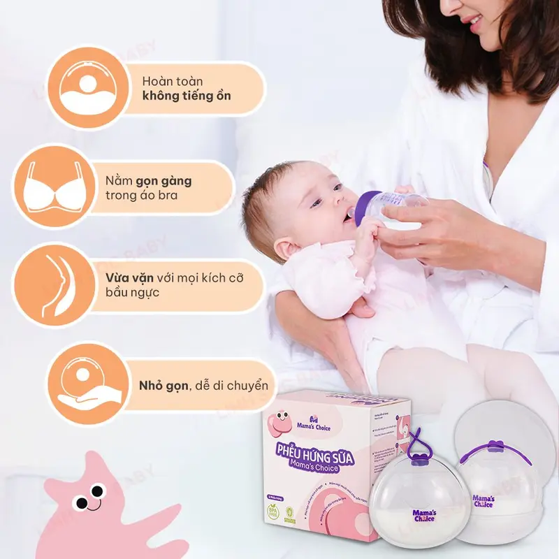 Hộp 2 Phễu hứng sữa silicon chống tràn Mama's Choice, an toàn tiện lợi dùng thay miếng lót thấm sữa 3