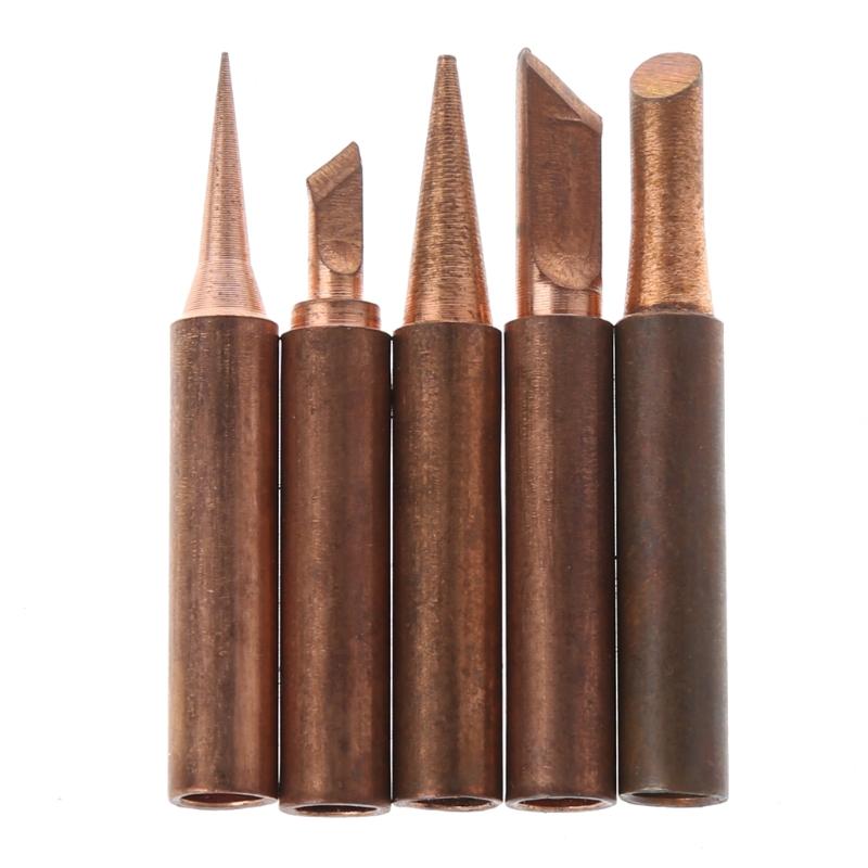 XDYZ 5 Pcs  Soldering Tips Kit 900M Lead-Free Copper Solder Iron Tip Welding Tool Replacement Accessories Multi-shaped Tips 5