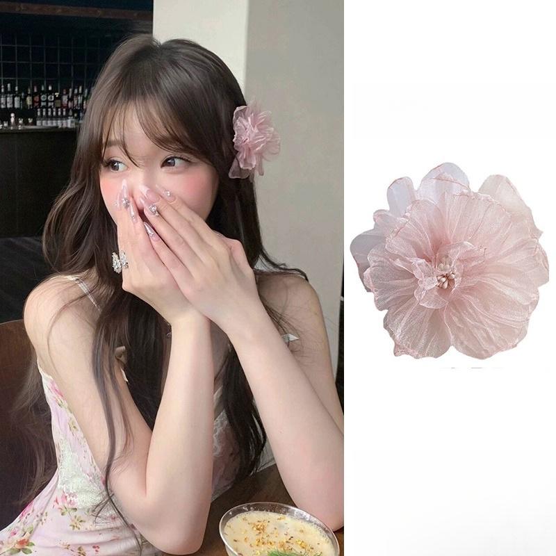 Kẹp Tóc Hoa Organza, Siêu Thanh Lịch, Phong Cách Pháp, Thích Hợp Cho Mùa Xuân Và Mùa Hè, Du Lịch Và Đi Chơi, Kẹp Tóc Mỏ Vịt, Kẹp Bên, Phụ Kiện Tóc 0