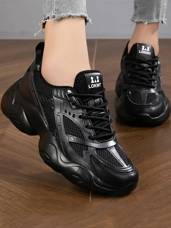 Women's Fashionable Lace Up Mesh Sneakers, Casual Comfortable Breathable Sports Walking Shoes, Female All-match Round Toe Sneakers for Daily Wear 4
