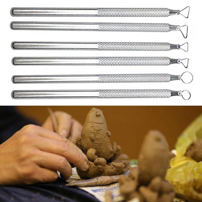 ✨Spot goods✨6pcs Pottery Clay Scraper Clay Sculpting Modelling Tools Aluminum Sludge 5