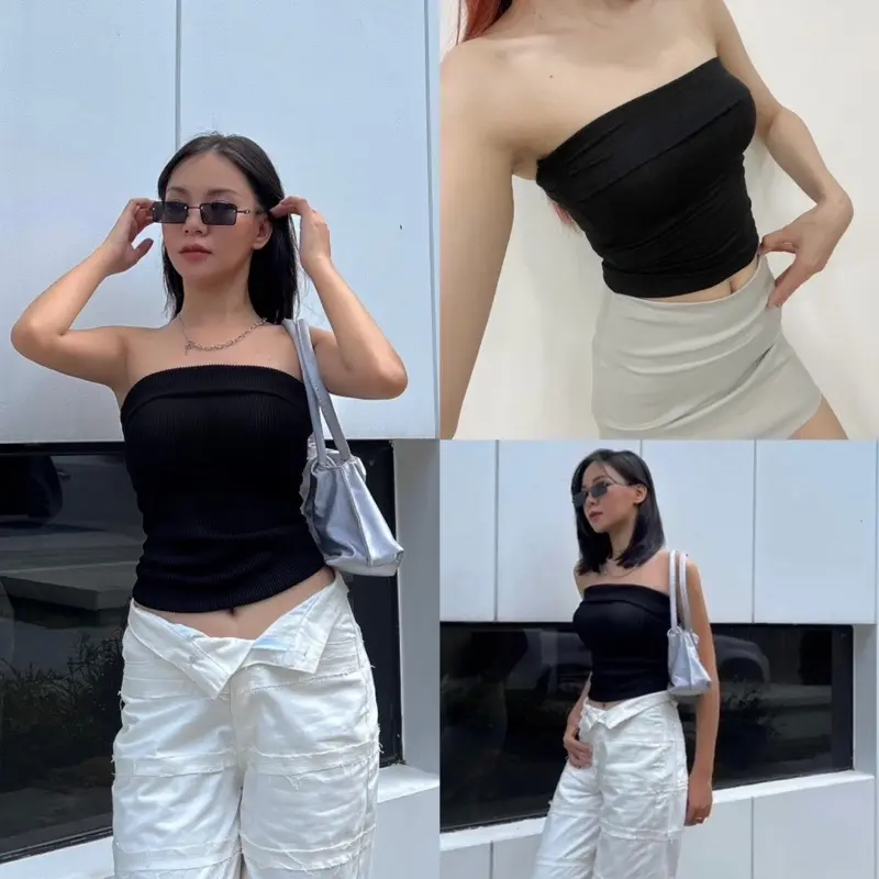 Áo quây gân có mút - áo ống cúp ngực trơn 0