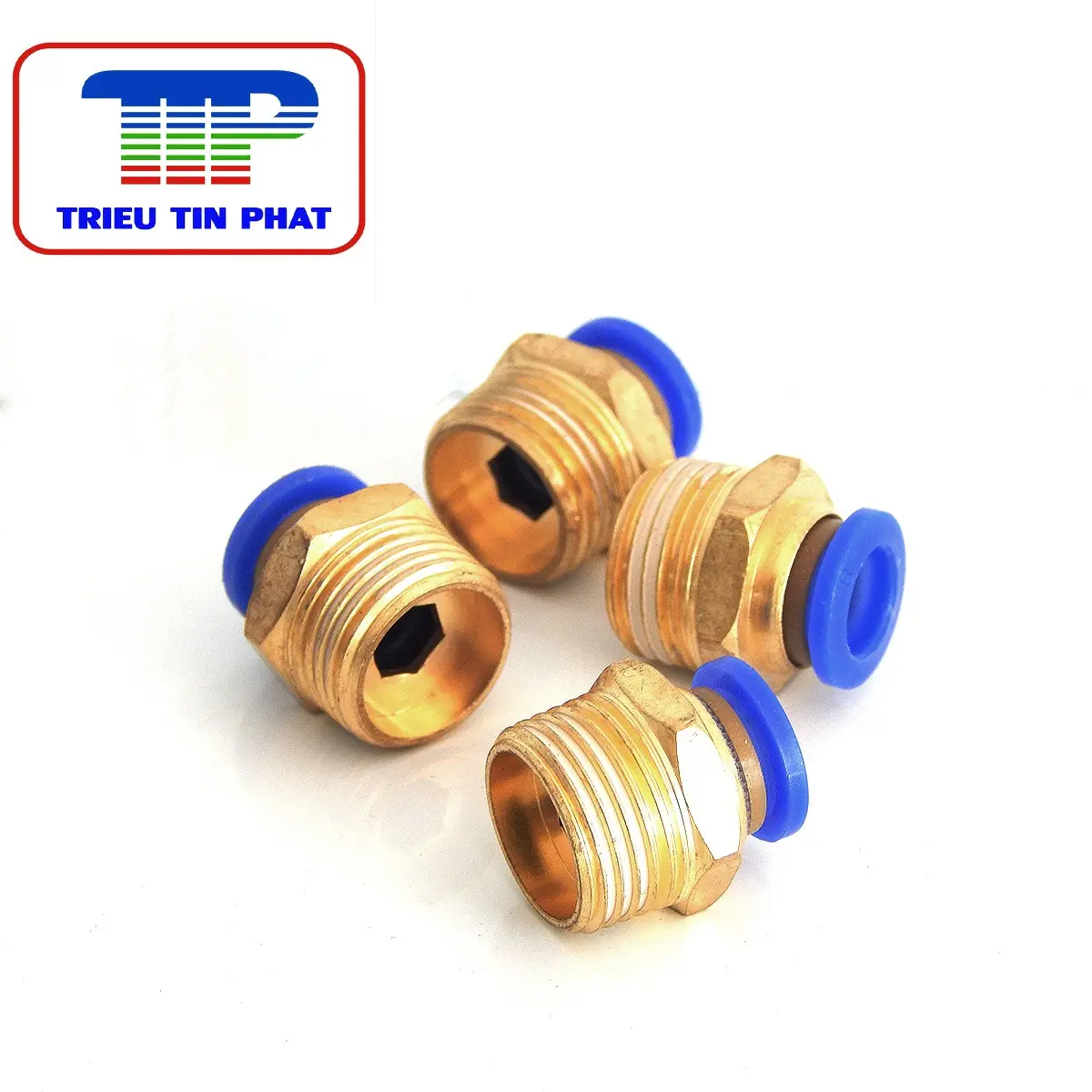 COMBO 3C Đầu nối thẳng ren ngoài PC dùng cho khí nén, phun sương đầy đủ kích thước