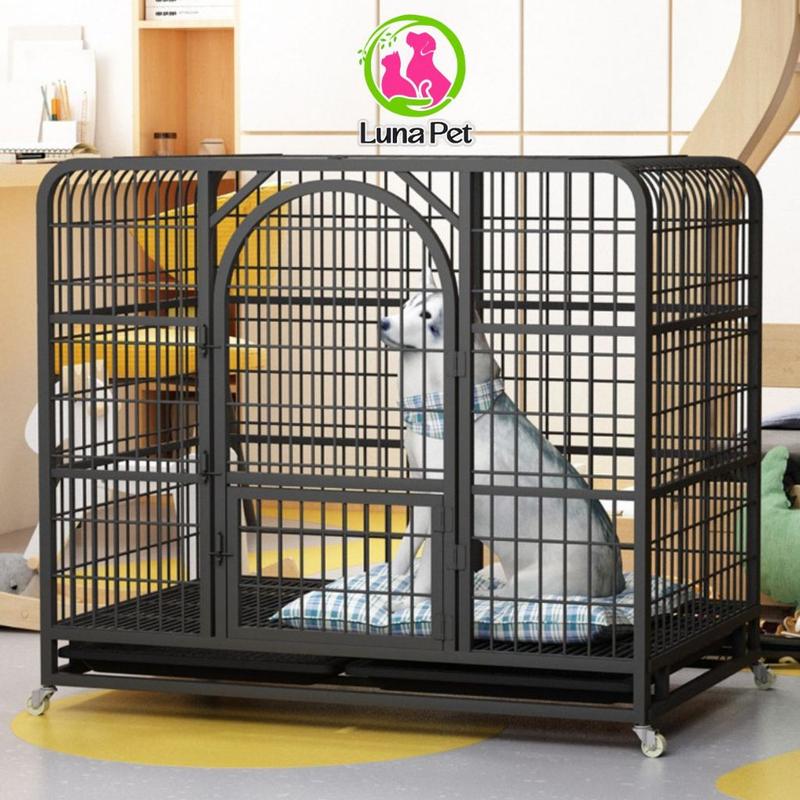  Chuồng chó lớn đến 40kg NAN ỐNG Luna Pet CN08 - Chuồng lồng nuôi chó to sơn tĩnh điện có bánh xe 