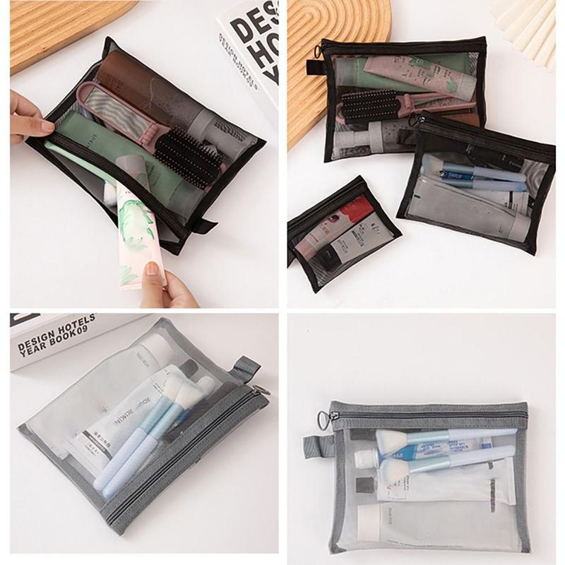 Toiletry Bag Transparent Cosmetic Bag With Zipper Mesh Mesh Pouch Toiletry Wash Bags Travel 5
