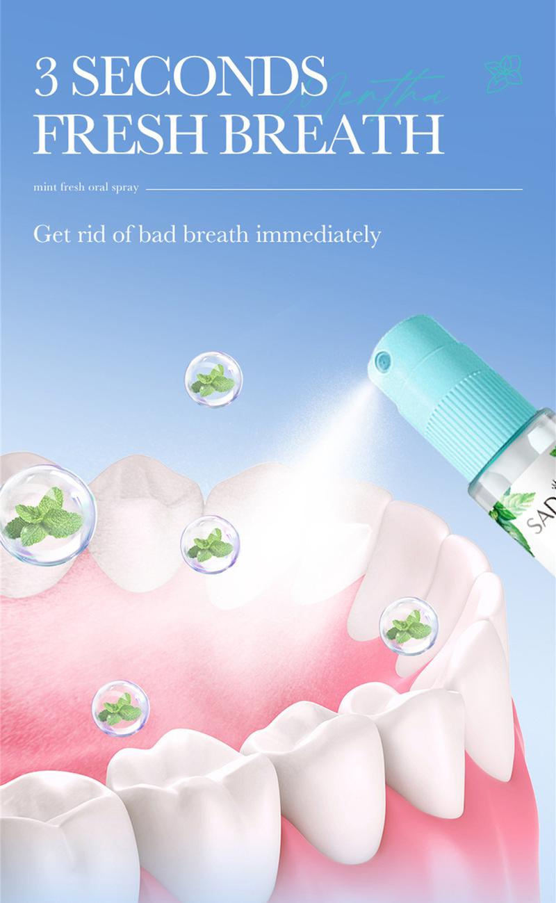 Product Introduction of SADOER Mint Fresh Mouth Spray Fresh Breath Lasting Fragrance Eliminating Halitosis Spray Oral Organic Breath Spray Restore Herbal 23