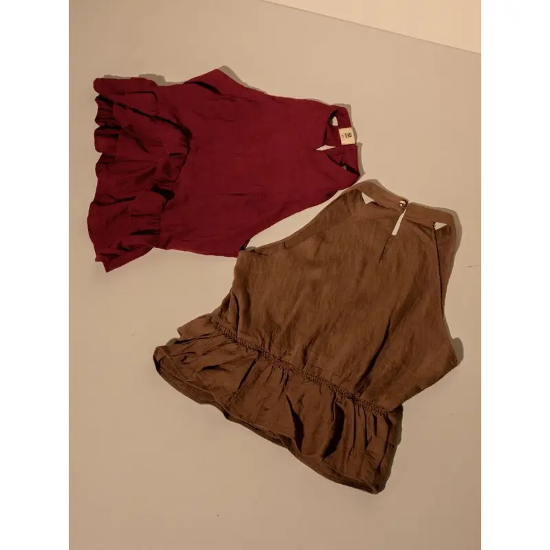 SANE - Ruby Top - Atasan Ruffles Wanita Maroon / Merah / CNY 4