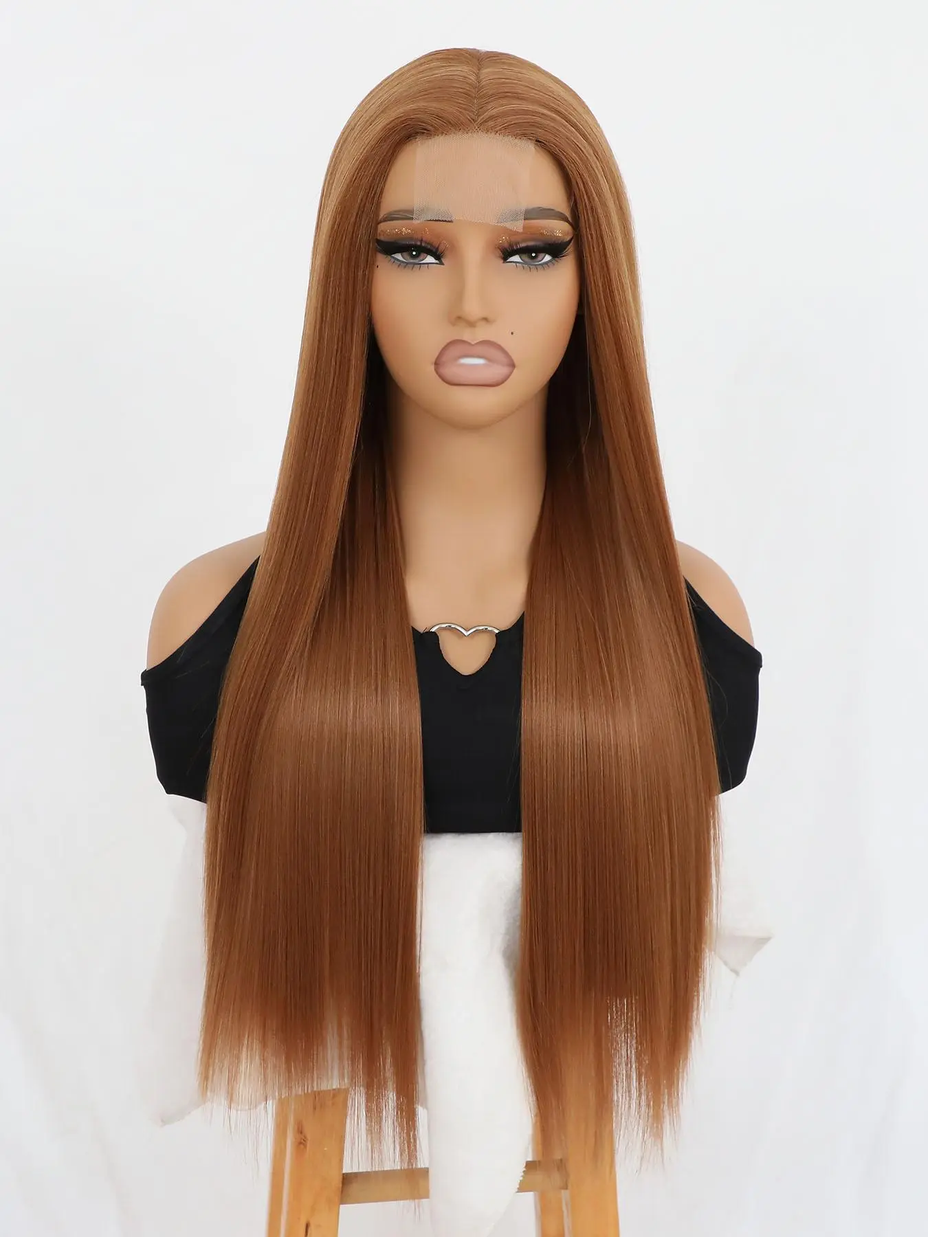 28 Inch Long Straight Lace Front Wigs for Women, Summer 2024 New Gorgeous Fluffy Heat Resistant Fiber Hair Wigs without Bangs, Synthetic Full Machine Wigs for Party, Daily Use, Anime Cosplay