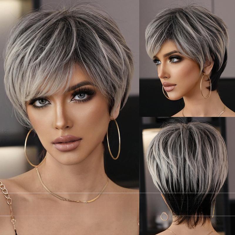Product Introduction of Elf Cut Wig Female Black Level Short Synthetic Mechanism Chemical Fiber Wig hair  wigs 5