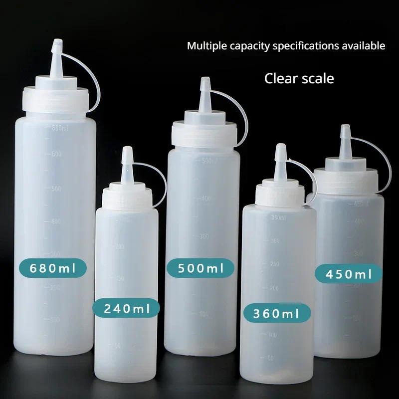 Product Introduction of 1/5PCS 250ml/360ml/450ml/500ml/680ml Ketchup BBQ Oil Bottle Large Squeeze Condiment Bottle with Scale Kitchen Gadget 26