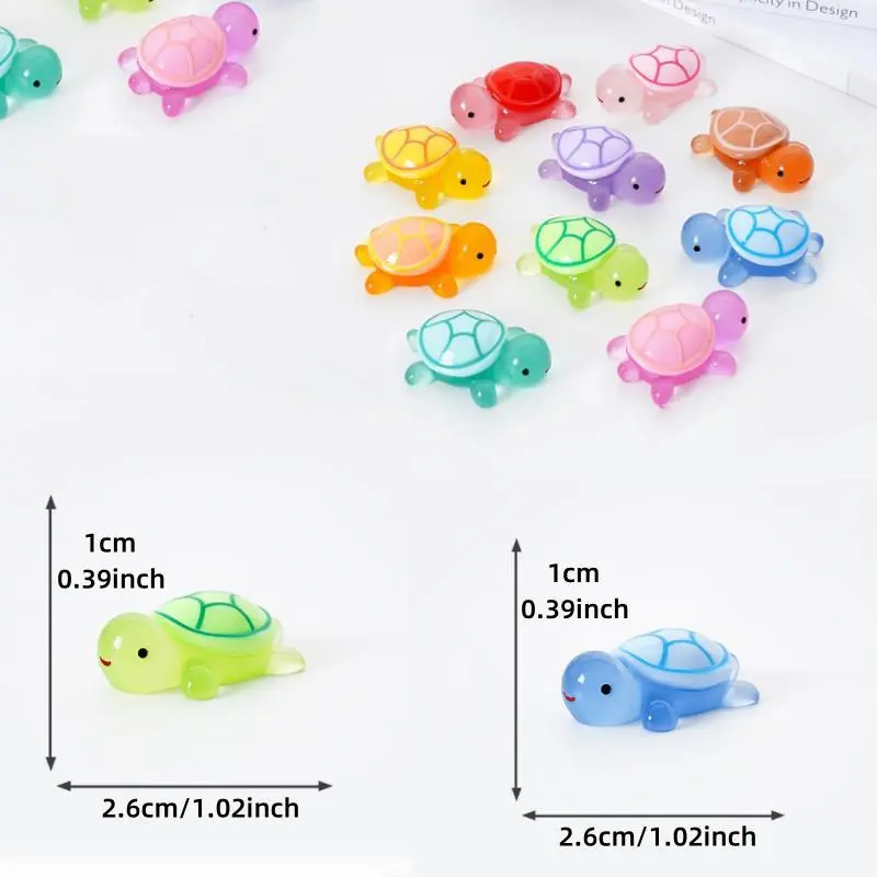 Random Color Luminous Turtle Decoration, 10/20pcs Mini Turtle Ornament, Diy Micro Landscape Mini Desktop Car Decoration Ornaments, Birthday Gifts Ideas, Pink & Pastel Colors, Decor Figurine Glow in The Dark Decoration, Room Home Decor Ornament, Magical 1