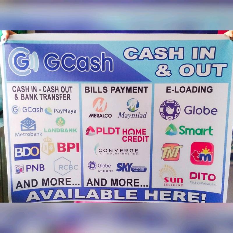Tarpaulin Signage 4 in 1 Cash In & Cash Out, Bills Payment, Bank ...