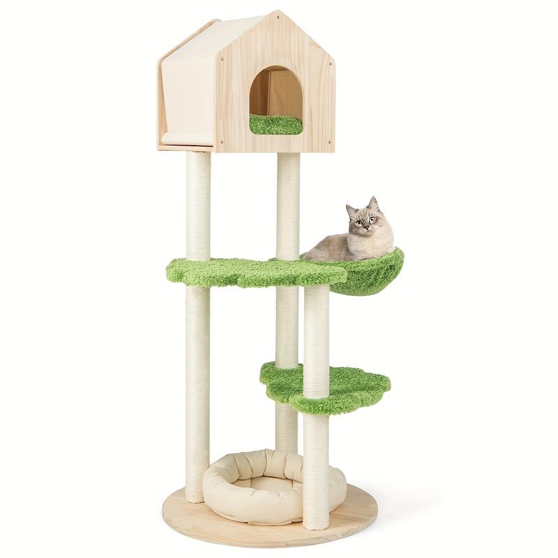 TikTok Shop 5 Tier Cat Life Cat Tree Furniture Multi Tier Cat Tower with Large Hammock Cube Sisal Scratching Post and Top Perch Ideal for Indoor Cats Cat Condo with Sisal Covering