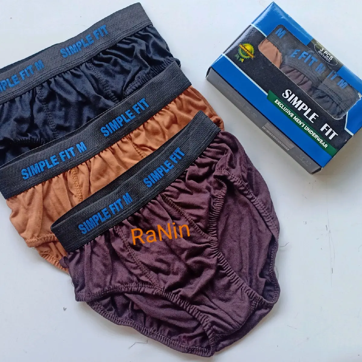 3 Pcs CD Celana Dalam Pria Remaja Dewasa Simple Fit Box Biru
