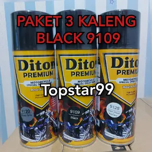 Diton Premium Paket 3 Kaleng Hitam 9109 Epoxy Primer Grey 9120 Clear Glossy 9128 400cc