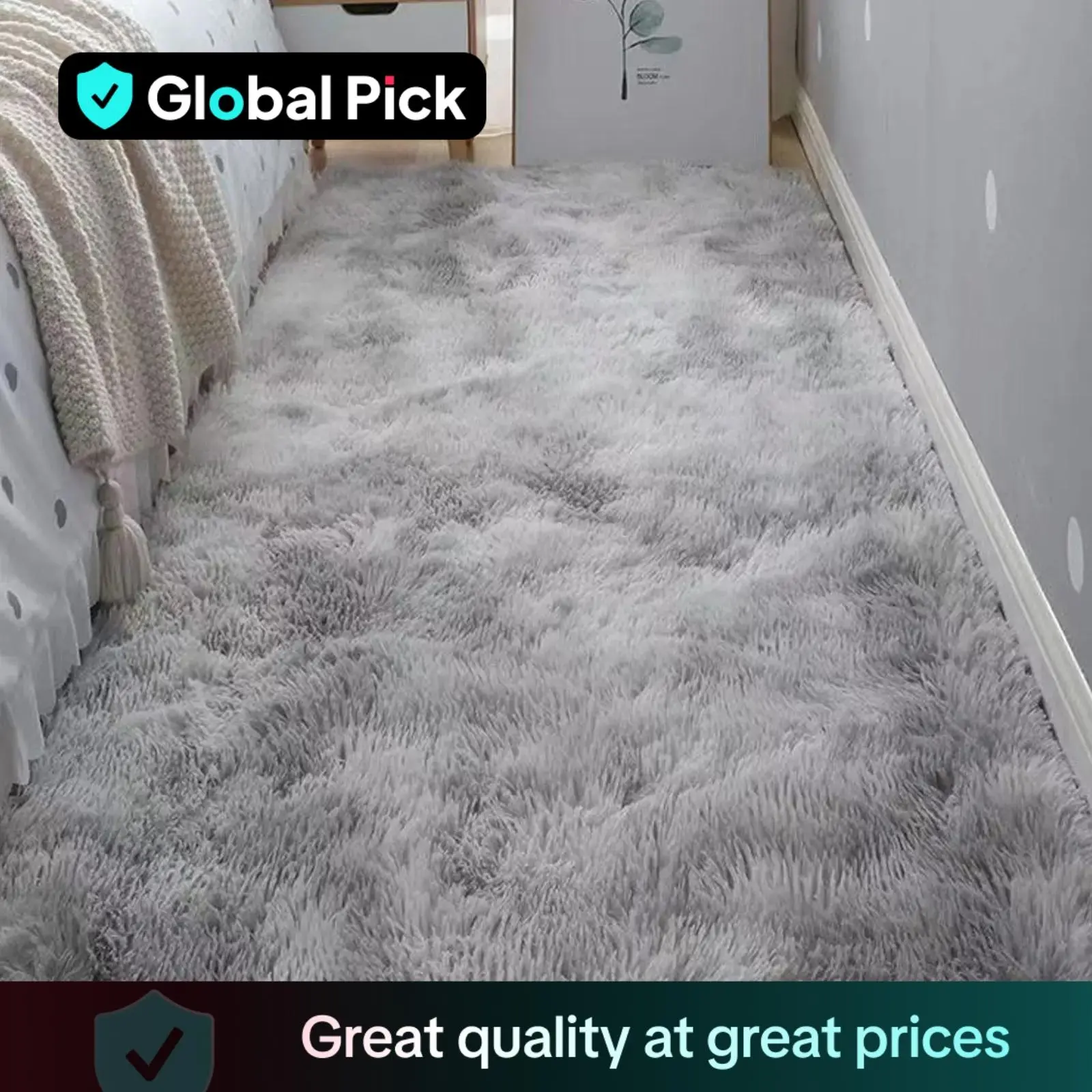 Fluffy Bedside Rug, Modern Soft Plush Bedside Bay Window Carpet, Non-slip Floor Mat for Home Living Room Bedroom Dormitory Hotel, Household Items, Rugs Bedroom