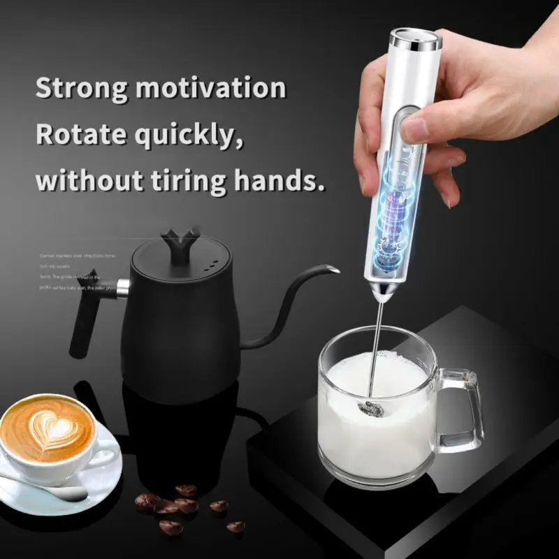 Alat Kocok Telur Elektrik Pengaduk Kopi Elektrik Cappuccino Maker Mini Electric Hand Mixer Pengocok Telur Pengaduk Telor / Milk Frother Mixer Kopi Dalgona Milkshake Pengocok Minuman Pengaduk Coffee Latte Kopi Susu Hot Chocolate Baterai Hitam 3
