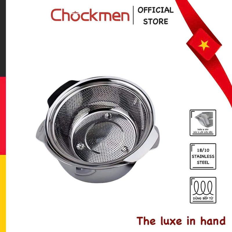  Set Rổ Chậu KINSGEM by Chockmen Inox Cao Cấp Có Tay Câm Rổ Vo Gạo Rửa Rau Củ Thực Phẩm Chậu Rửa Inox Trộn Salad Nhà Bếp 
