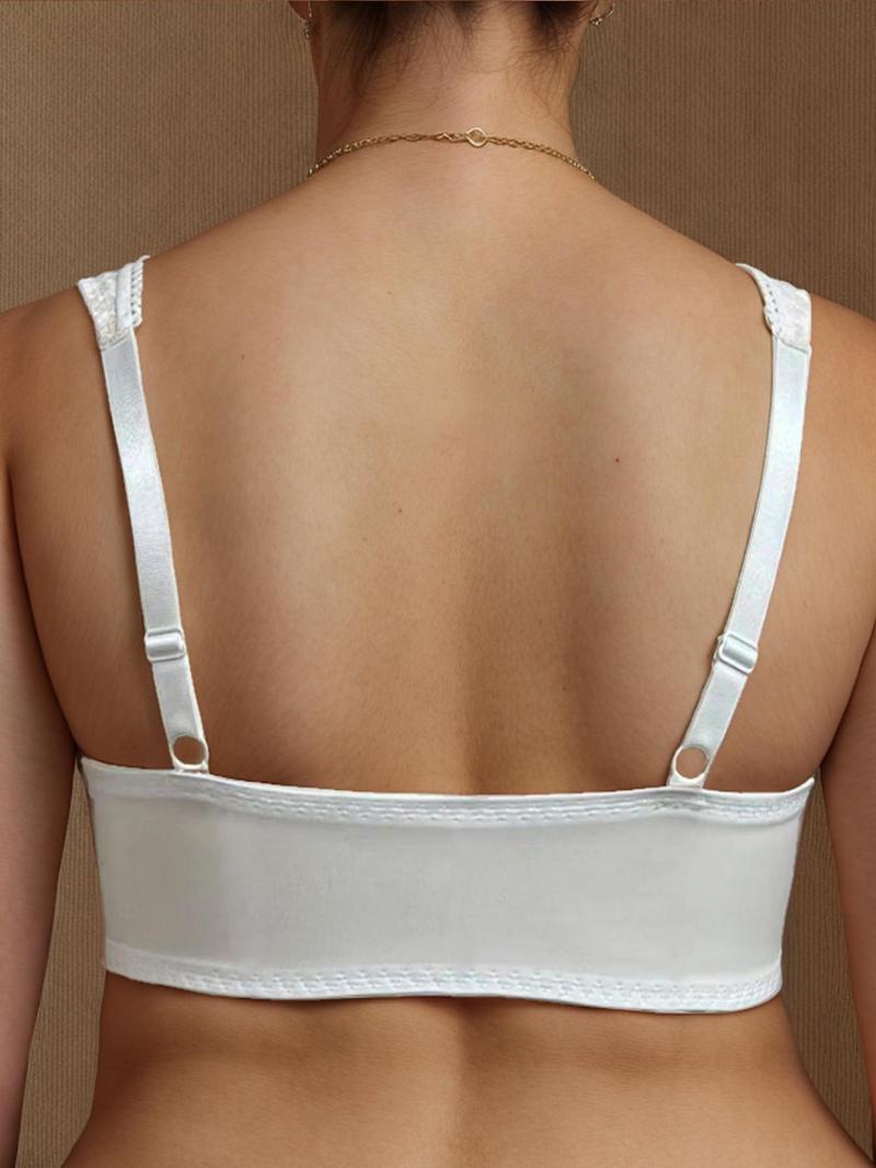Product Introduction of 【Plus Size】 Floral & Geometric Print Underwire Bra, Casual Comfortable Breathable Buckle Front Bra for Daily Wear, Women's Plus Size Lingerie for All Seasons 6