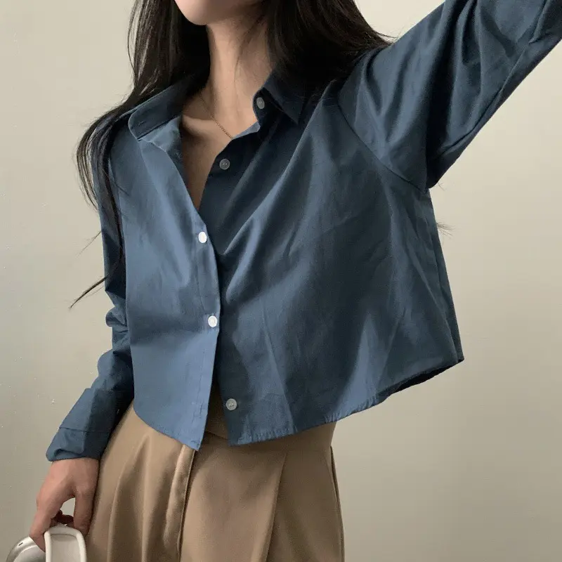 NJ Aqeela Atasan Wanita Kemeja Basic Blouse Long Sleeve Korean Style Kekinian 0