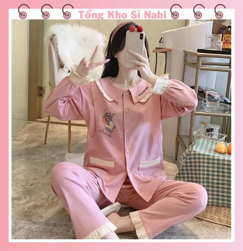 Bộ bầu - bộ sau sinh - cho con bú - 2 chức năng - chất liệu thun co giãn( mèo tom - QDTD ) 0